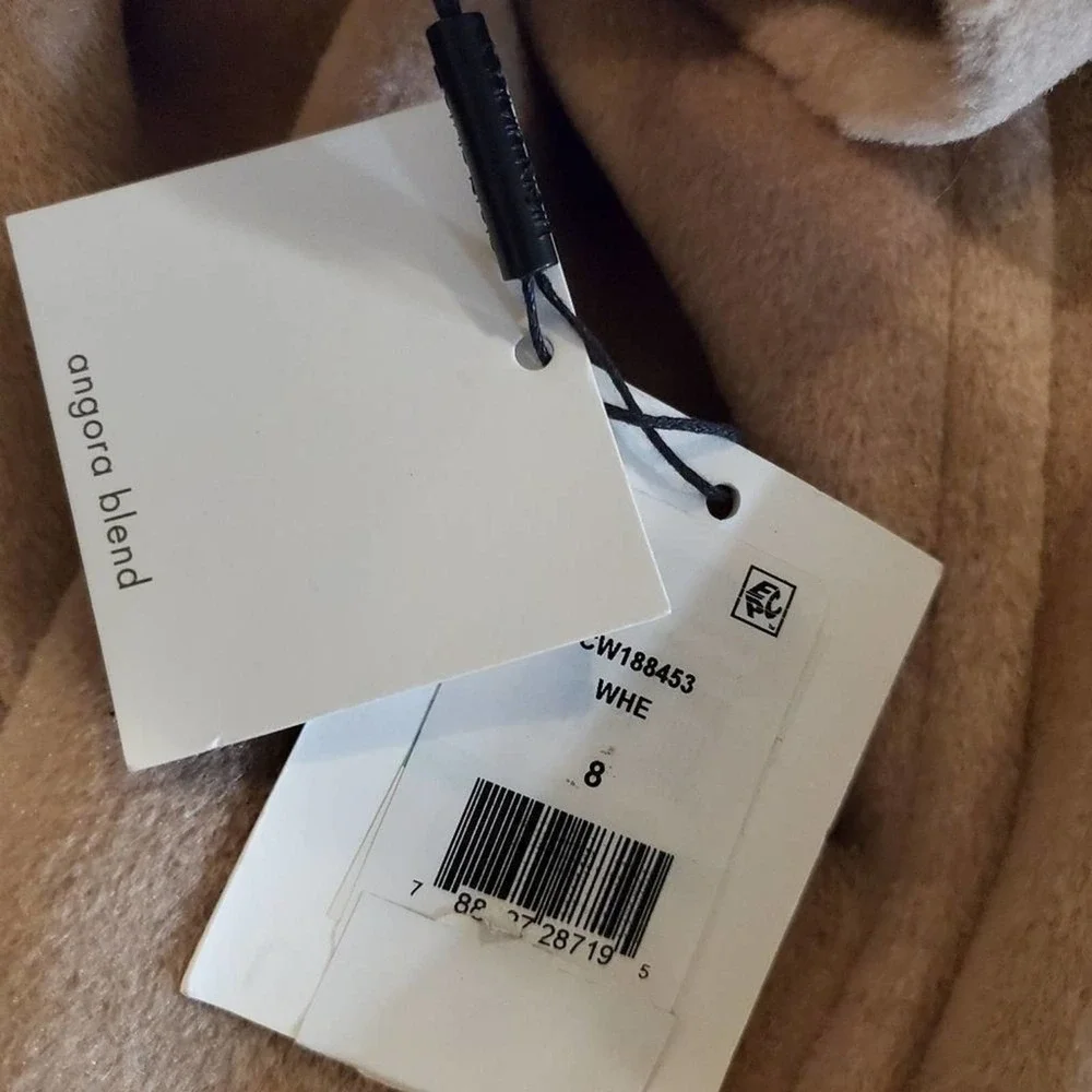 Calvin‎ Klein Notched Collar Wrap Coat In wheat angora blend size 8